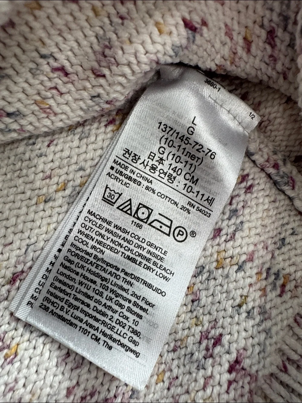 GAP kids blush pink Speckled Crewneck Sweater girls size L